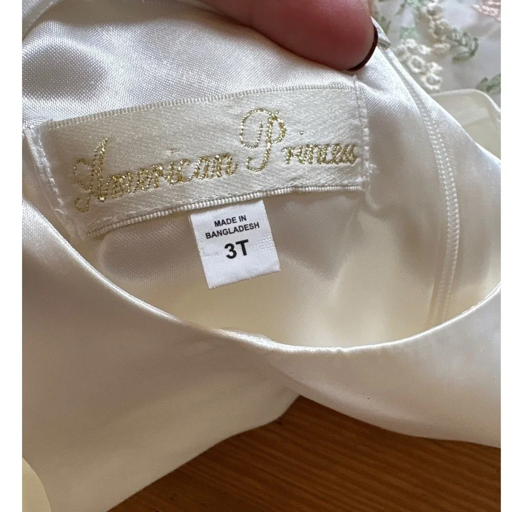 American Princess Dress Kids‎ White Floral Pearl Embroidered Party SIZE 3T
